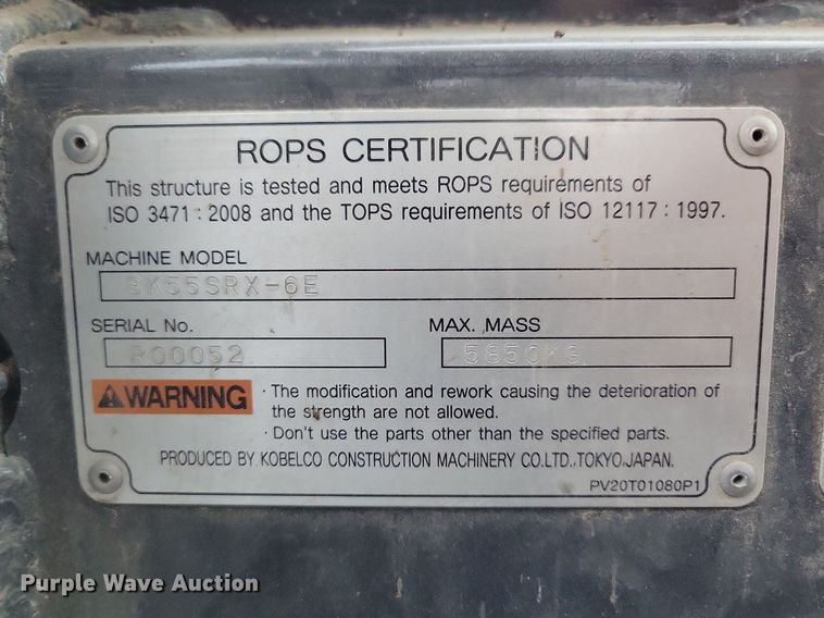 image for item DN4194 2014 Kobelco SK55SRX-6E  mini excavator