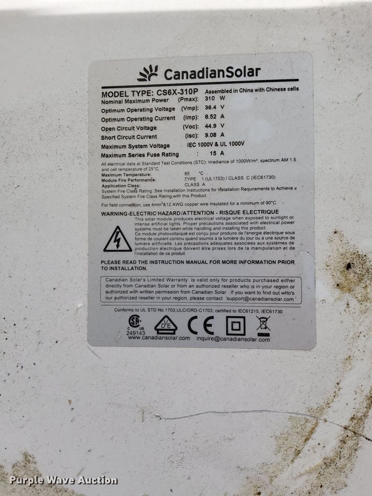image for item DN4206 (80) Canadian Solar CS6X-310P solar panels