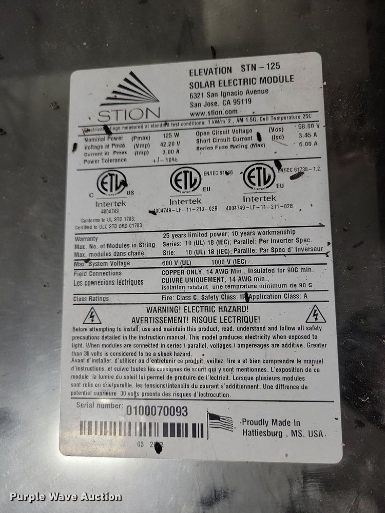 image for item DN4207 Approximately 404 Stion Elevation STN-125 solar panels