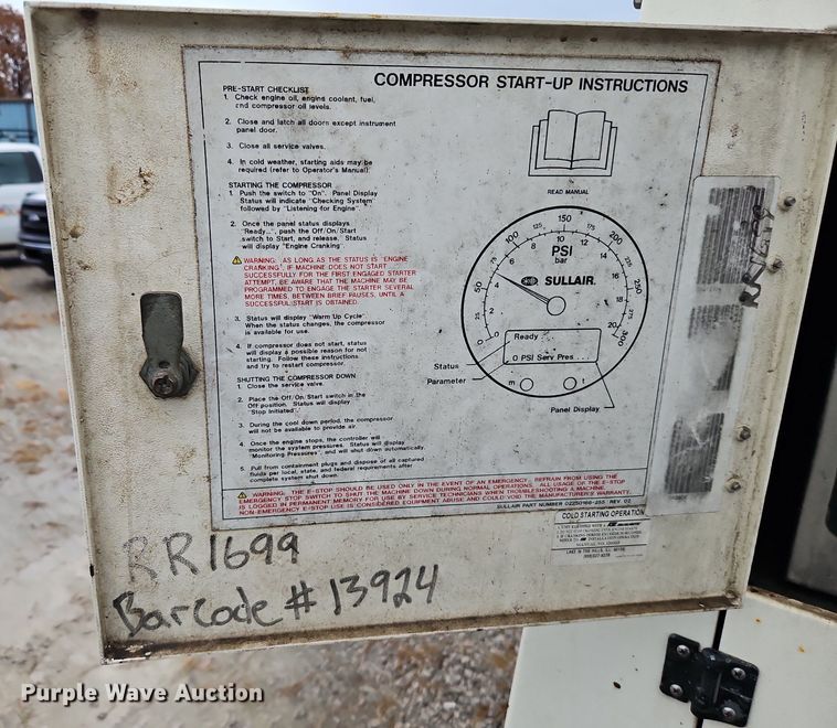 image for item DN7033 2012 Sullair 900XHH1Q50XH  air compressor