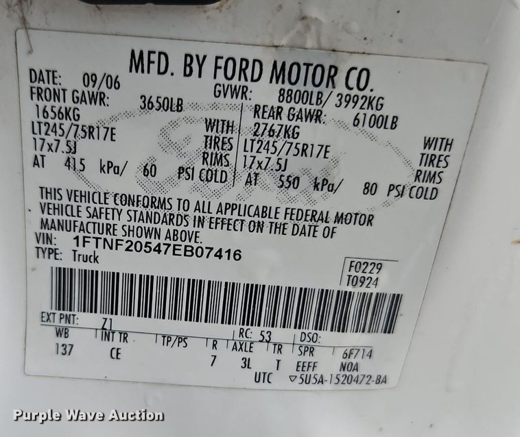 image for item DN7035 2007 Ford F250 Super Duty XL  pickup truck