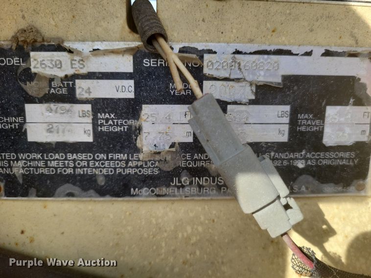 image for item DO4699 2007 JLG 2630ES  scissor lift