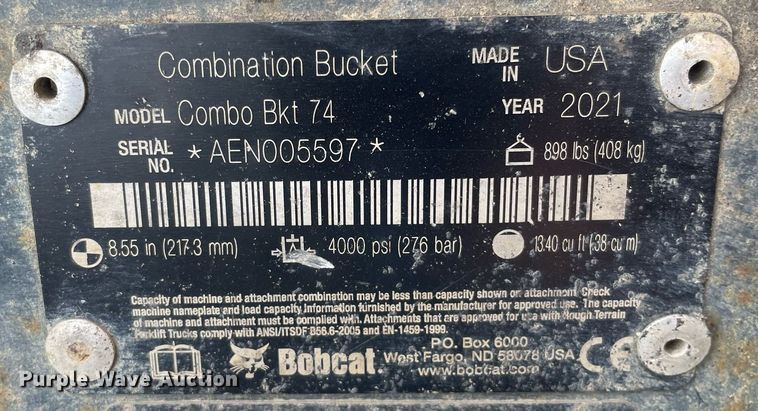 image for item DP0070 2021 Bobcat Combo BKT 74  four-in-one skid steer bucket