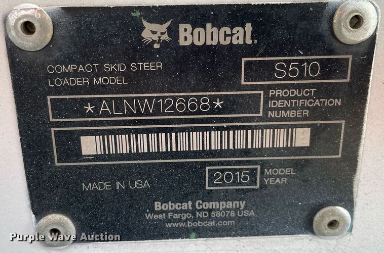 image for item DP0073 2015 Bobcat S510  skid steer loader