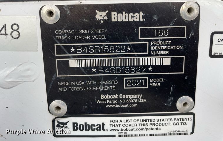 image for item DP0080 2021 Bobcat T66 R Series  tracked skid steer loader