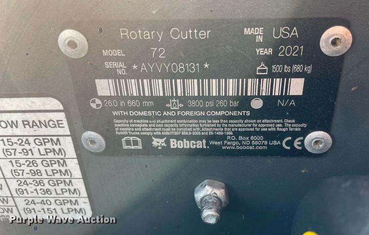 image for item DP0083 2021 Bobcat  skid steer rotary mower