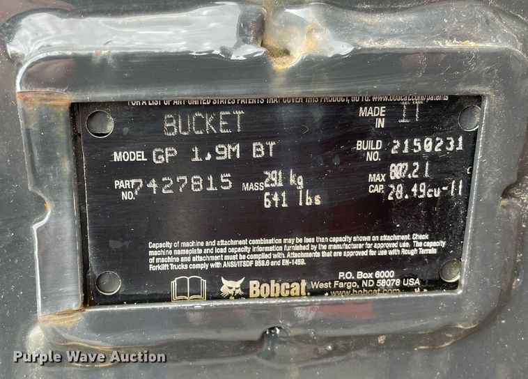 image for item DP0094 Bobcat  75" W skid steer bucket