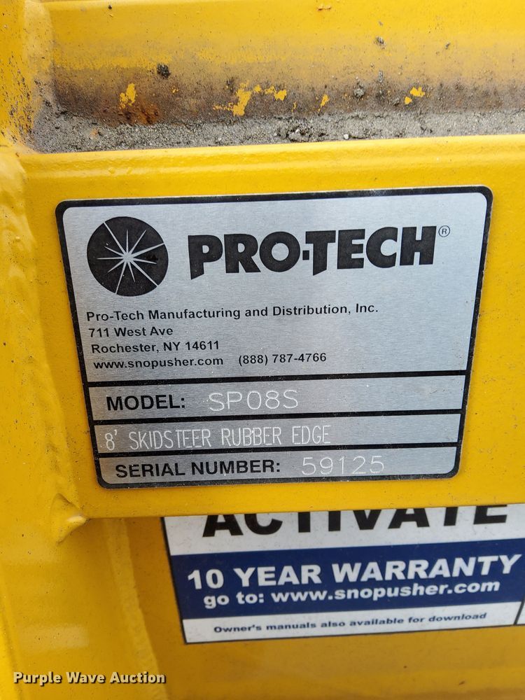 image for item DP0099 Protech SP08S  skid steer snow pusher