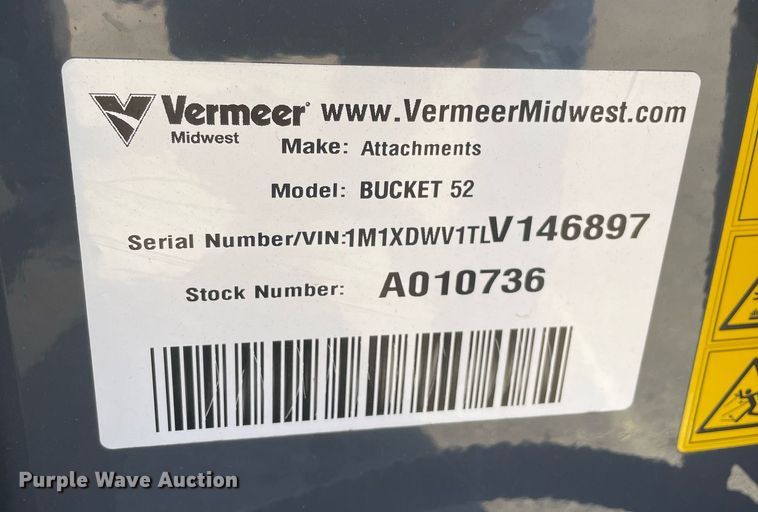 image for item DP0118 2020 Vermeer  compact utility loader bucket