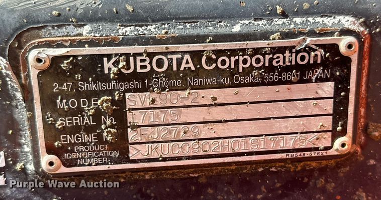 image for item DQ1458 2015 Kubota SVL90-2  tracked skid steer loader