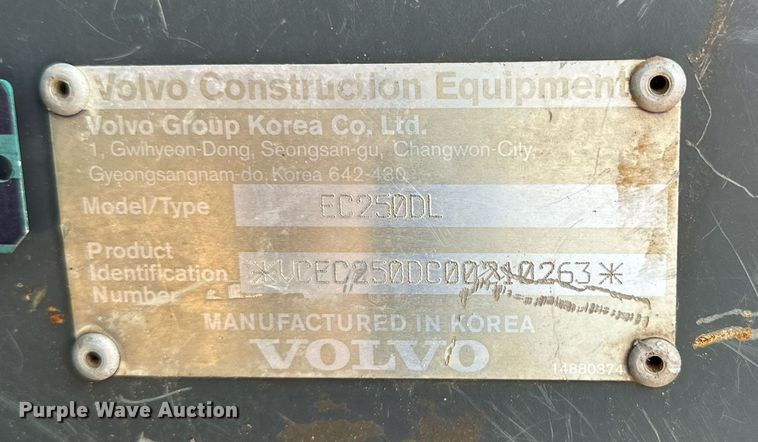 image for item DQ1480 2013 Volvo EC250DL  excavator