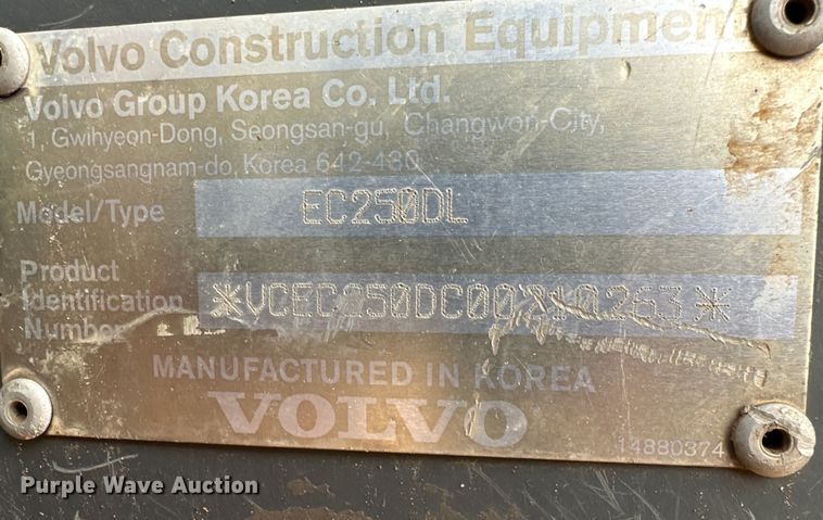 image for item DQ1480 2013 Volvo EC250DL  excavator