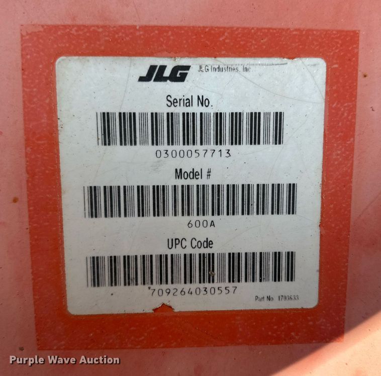 image for item DQ1481 2014 JLG 600A  boom lift