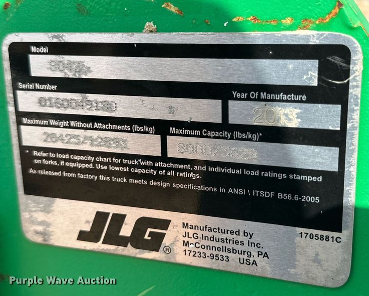 image for item DQ1482 2013 JLG 8042  telehandler