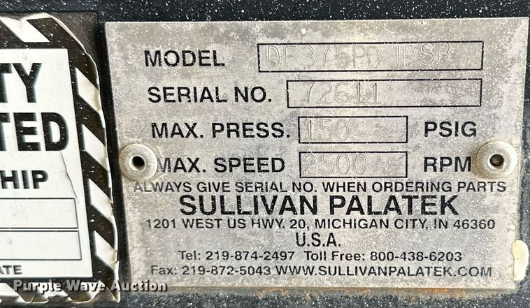 image for item DQ1484 Sullivan Palatek DF375PDJDSB  air compressor