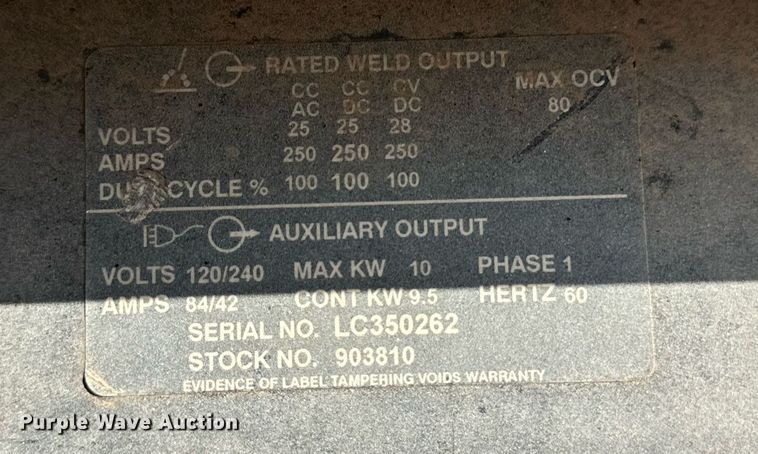 image for item DQ1489 Miller Bobcat 250  welder/generator