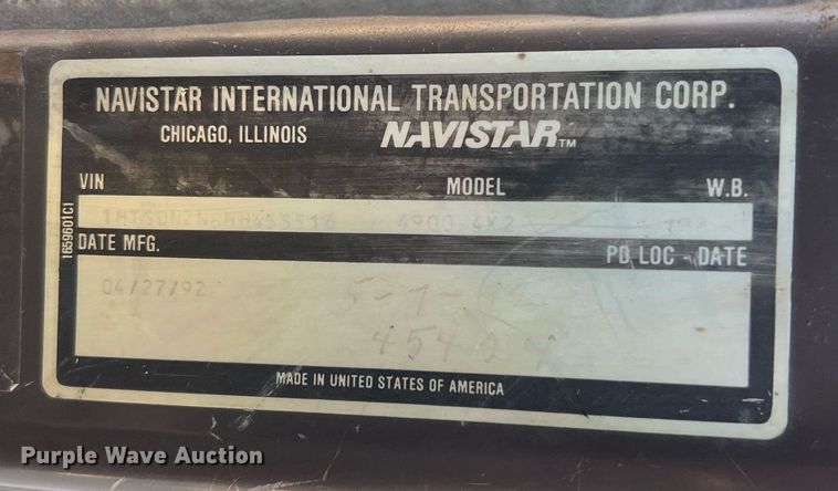 image for item DQ2241 1992 International 4900  sewer rodder truck