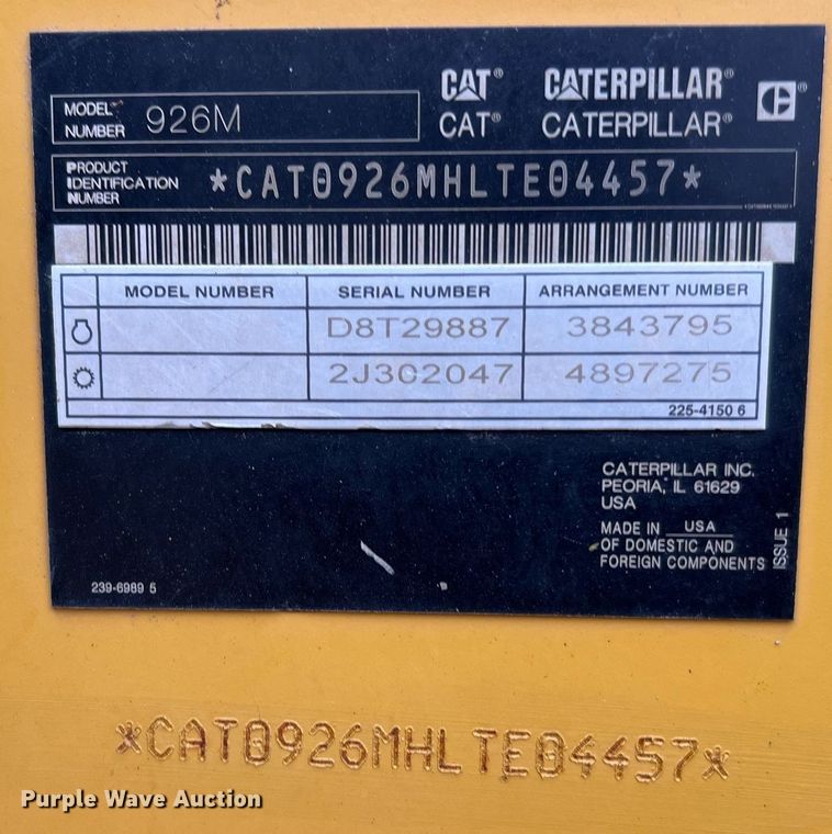 image for item DQ2297 2017 Caterpillar 926M  wheel loader