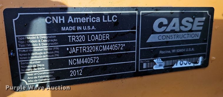image for item DS5649 2012 Case TR320  tracked skid steer loader