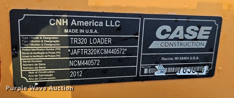 image for item DS5649 2012 Case TR320  tracked skid steer loader