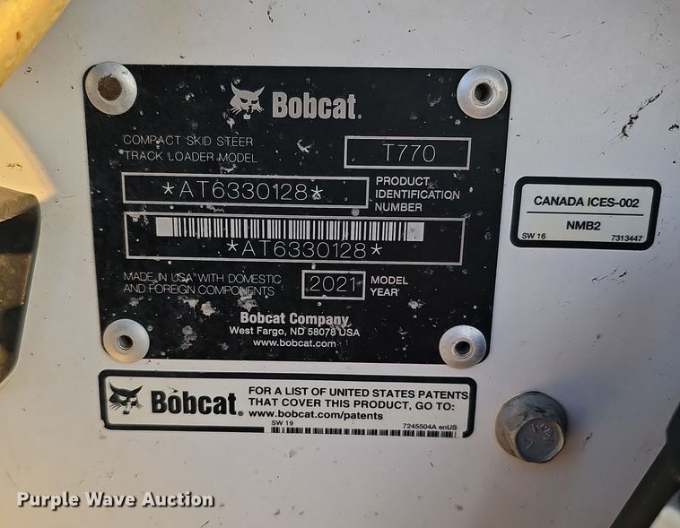 image for item DS5691 2021 Bobcat T770  tracked skid steer loader