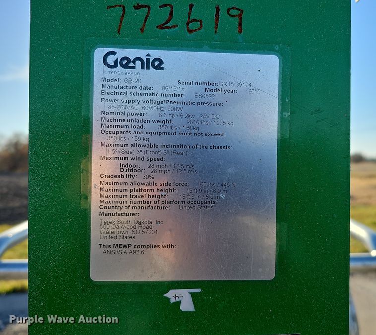 image for item DS5719 2015 Genie Runabout GR-20  vertical lift