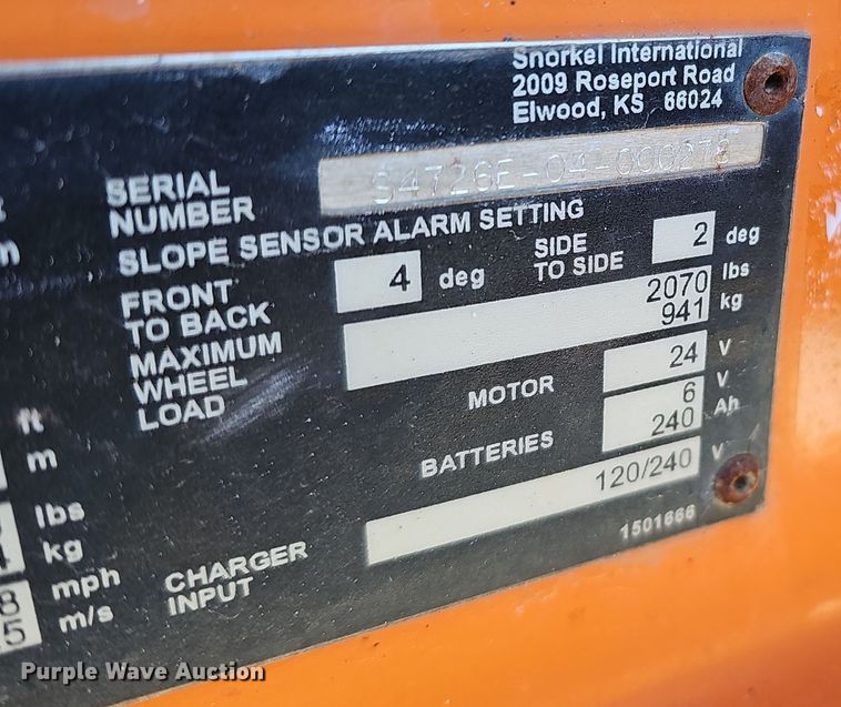 image for item DS5720 2016 Snorkel S4726E  scissor lift