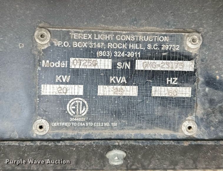 image for item DW2900 Terex Gen-pac T25  generator