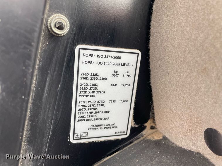 image for item GG9758 2018 Caterpillar 289D  tracked skid steer loader