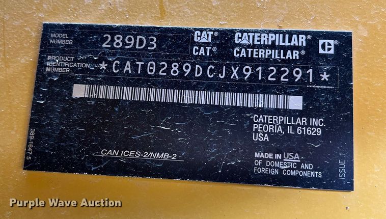 image for item II9203 2023 Caterpillar 289D3  tracked skid steer loader