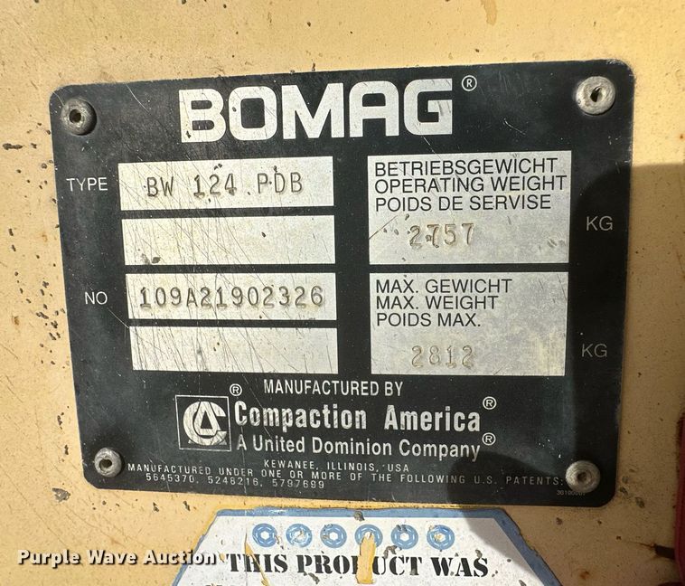 image for item IU9098 Bomag BW124PDB  single drum vibratory roller
