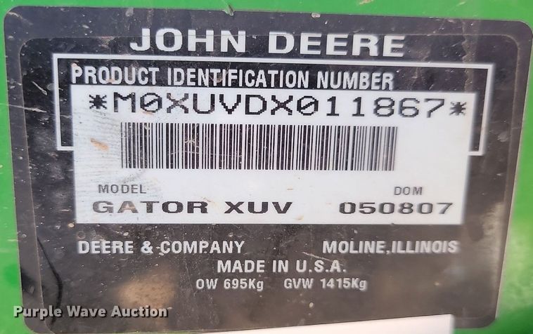 image for item JG9619 John Deere Gator XUV 850D  utility vehicle