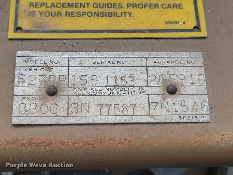 image for item JG9624 1978 Caterpillar 627B  conventional scraper