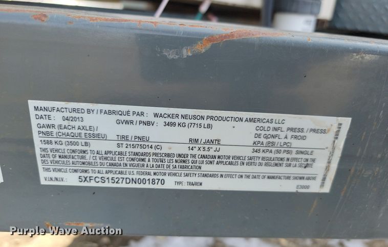 image for item JG9654 2013 Wacker Neuson E3000  ground thaw trailer