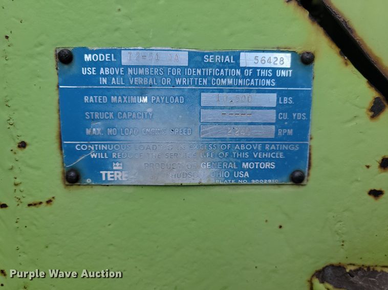 image for item JG9674 1972 Terex 72-51 AA  wheel loader