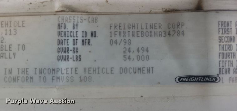 image for item JG9685 1999 Freightliner FL112  dump truck