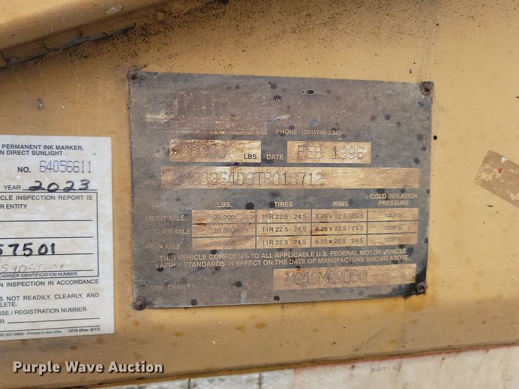 image for item JG9689 1996 Midland MG40MC3000  bottom dump trailer