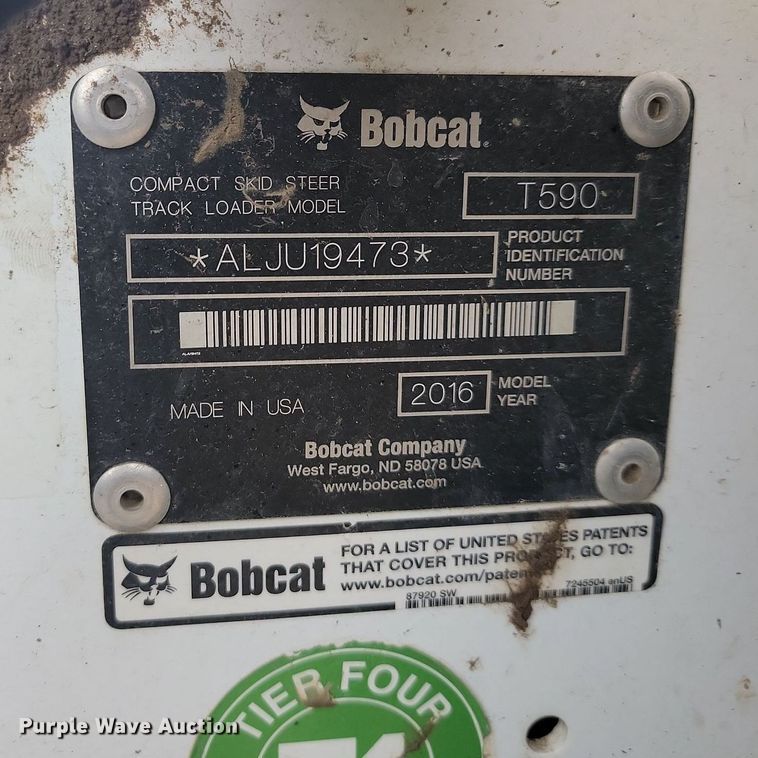 image for item JG9690 2016 Bobcat T590  skid steer loader