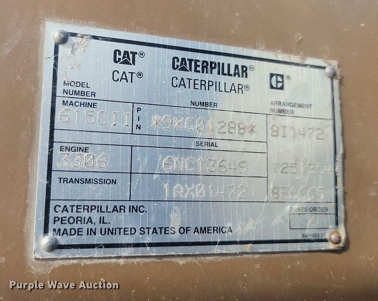 image for item JG9735 1999 Caterpillar 615C Series II  elevating scraper