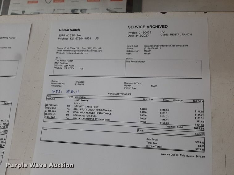 image for item KD9082 2015 Vermeer RTX250  trencher