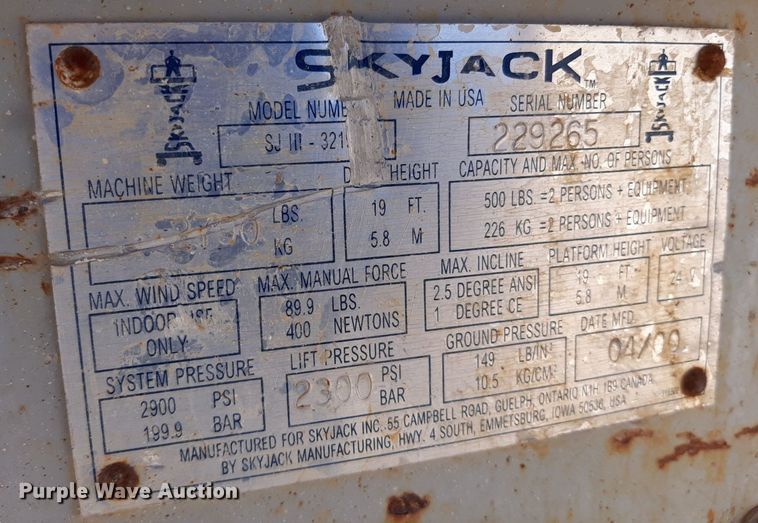 image for item KD9152 Skyjack 3219  scissor lift