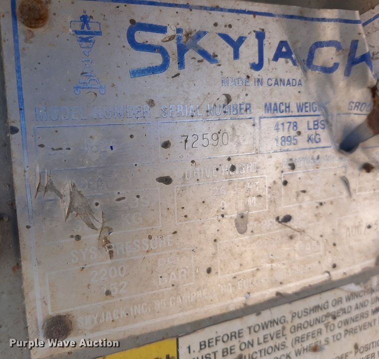 image for item KD9155 Skyjack 4626  scissor lift