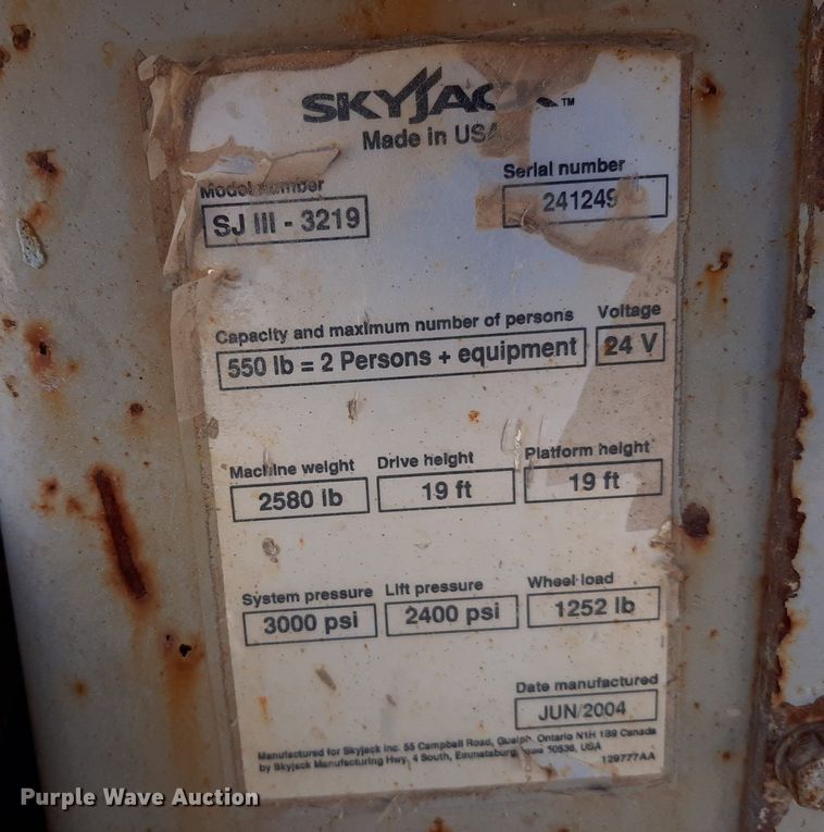 image for item KD9157 Skyjack 3219  scissor lift