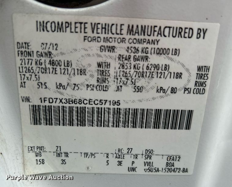 image for item KH9561 2012 Ford F350 XLT Super Duty  SuperCab utility bed pickup truck