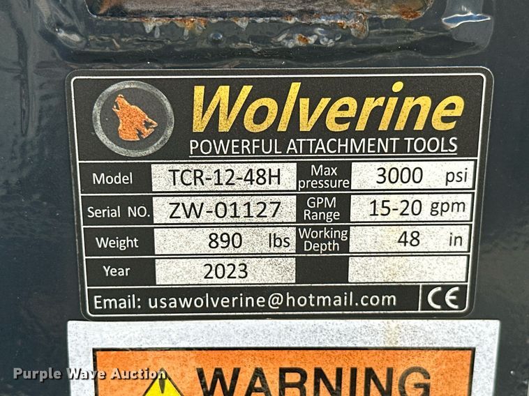 image for item KT9144 2023 Wolverine TCR-12-48H  skid steer trencher