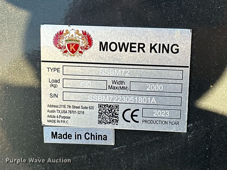 image for item KT9145 2023 Mower King SSBM72  skid steer sweeper