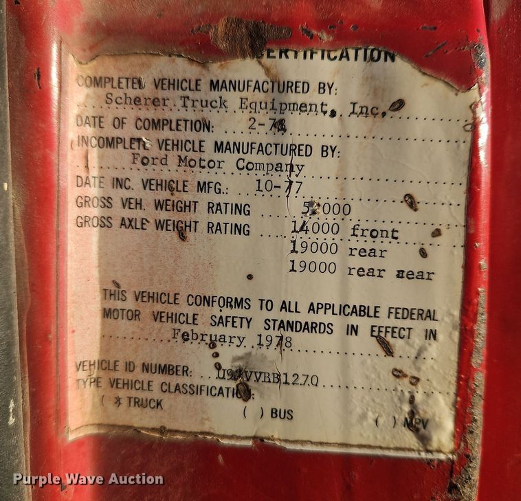 image for item LB9568 1978 Ford  dump truck