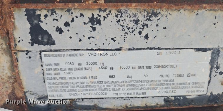 image for item LB9577 2013 Vermeer LP855STD  vacuum excavator