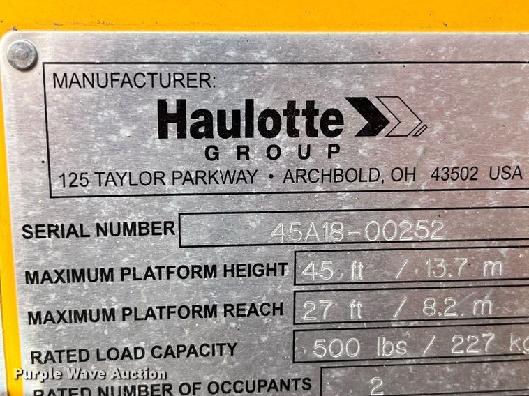 image for item LD9793 2018 Haulotte 4527A  boom lift