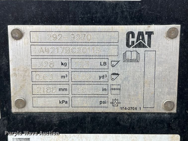image for item LD9797 Caterpillar  86" W skid steer bucket